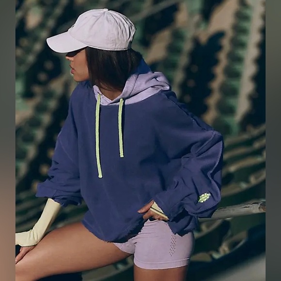 NWT Free People x FP Movement End Game Hoodie in Blue Combo - Picture 5 of 15